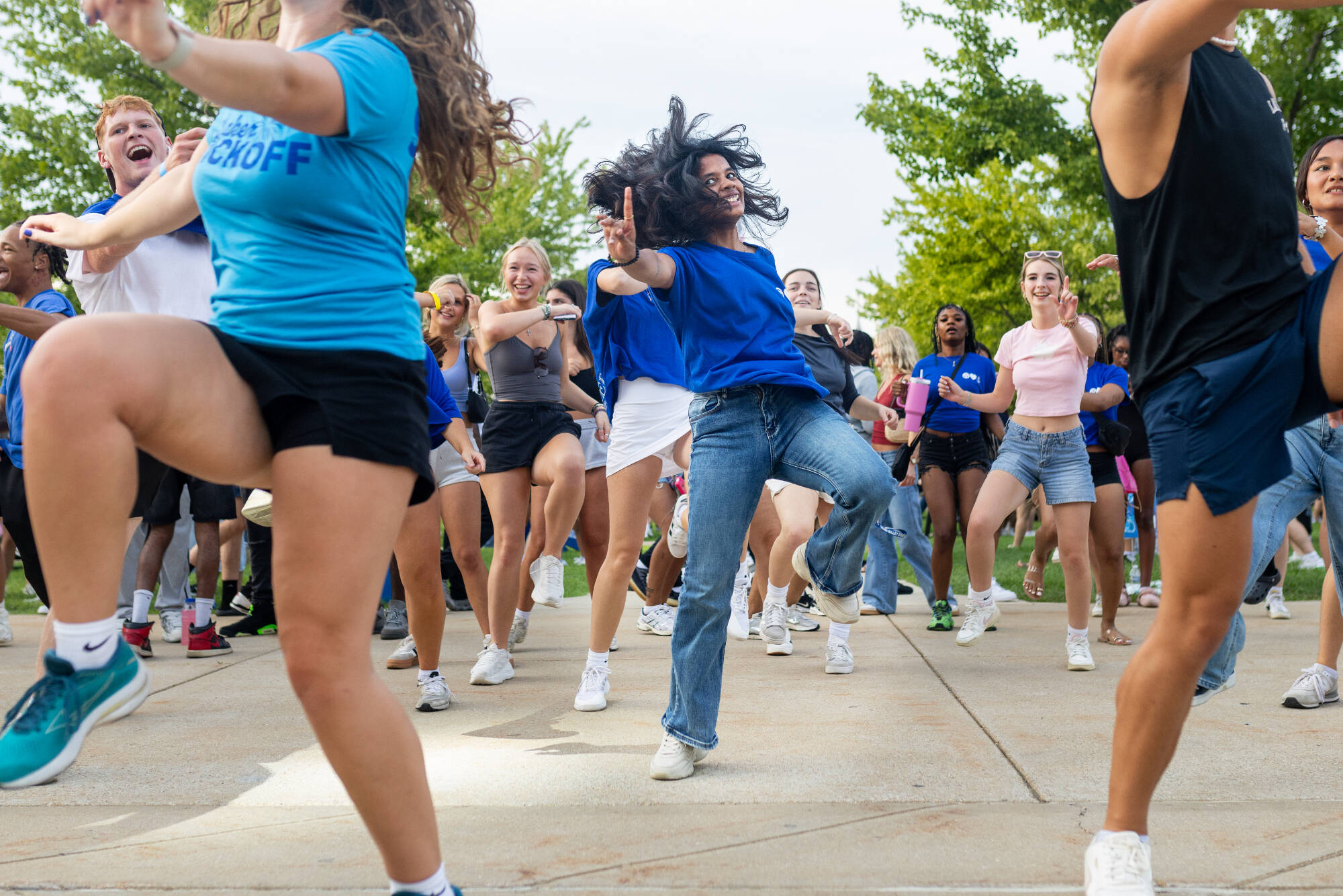 Senior Lasya Vemalla dances during Laker Kickoff on Friday, August 22, on the Kirkhof Center lawn. (Emily Zoladz/Grand Valley State University)